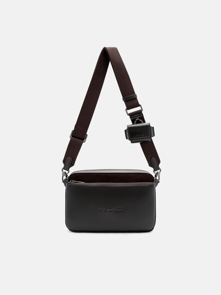 Travis Crossbody Bag, Espresso Brown Suede