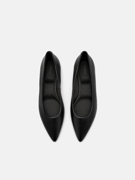 Quinn Leather Flats, Black