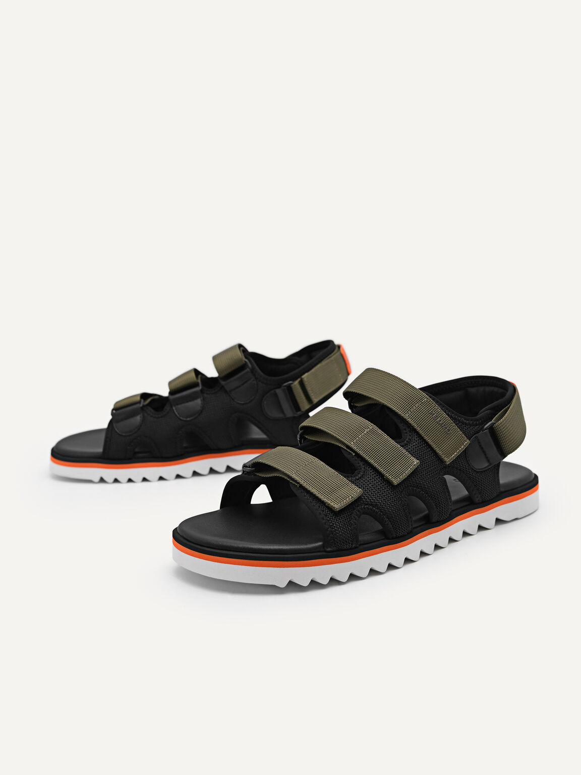 Contrasting Technical Sandals, Black