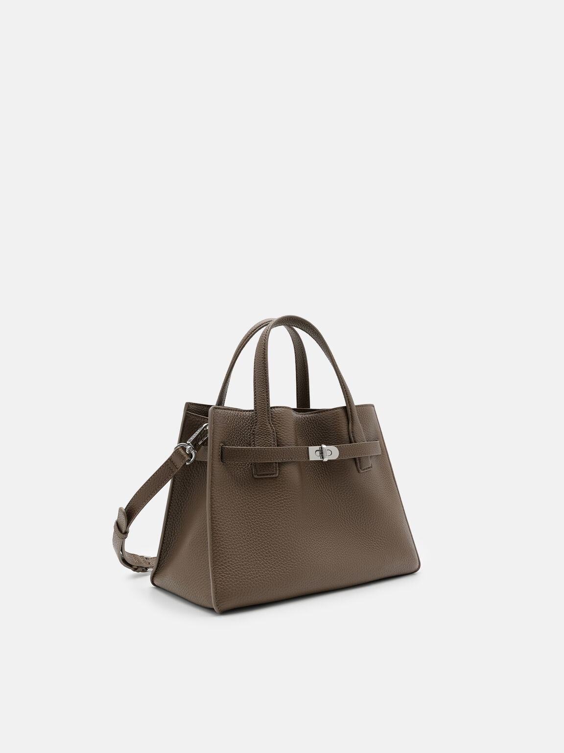 Danielle Medium Leather Handbag, Dark Taupe Tumble