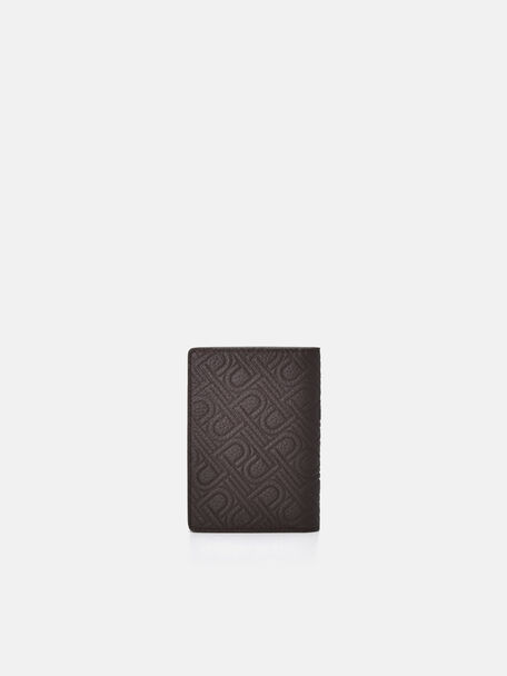 Embossed Leather Card Holder, Dark Brown