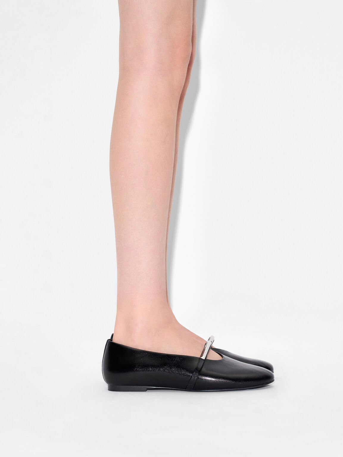 Lia Leather Ballerina Flats, Black