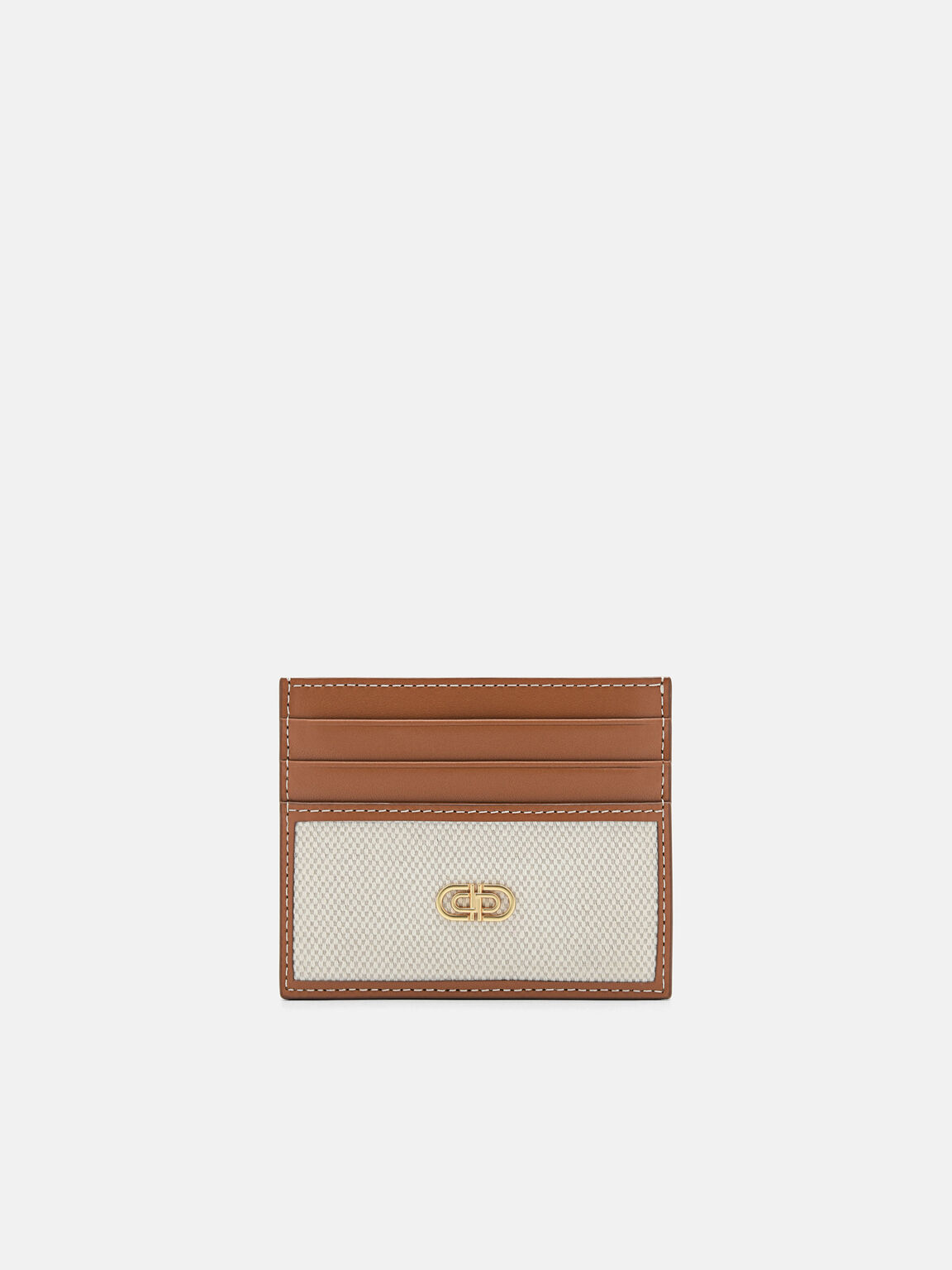 PEDRO Icon Leather Woven Card Holder, Cognac