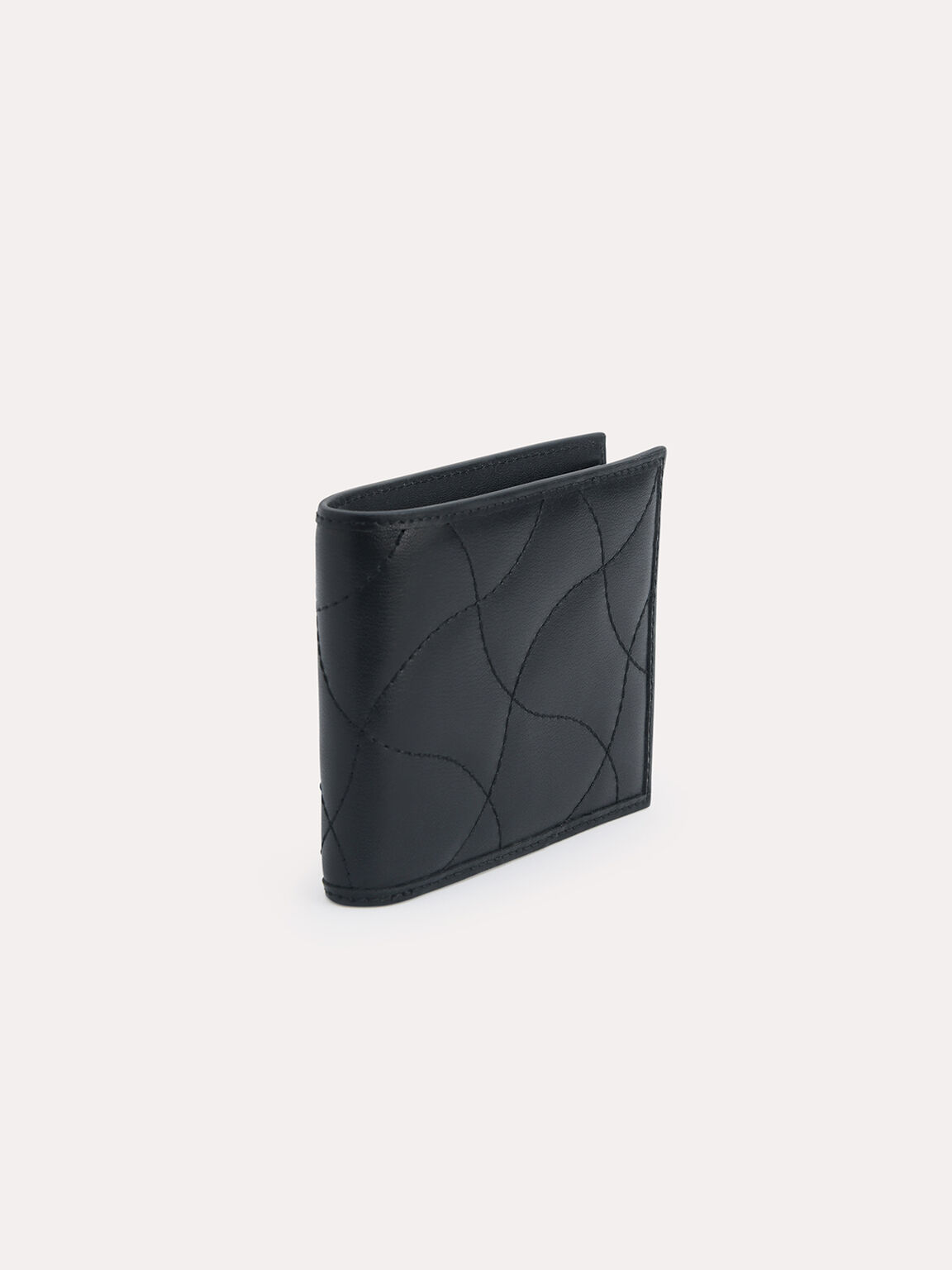 Abstract Quilted Bi-Fold Wallet, Black
