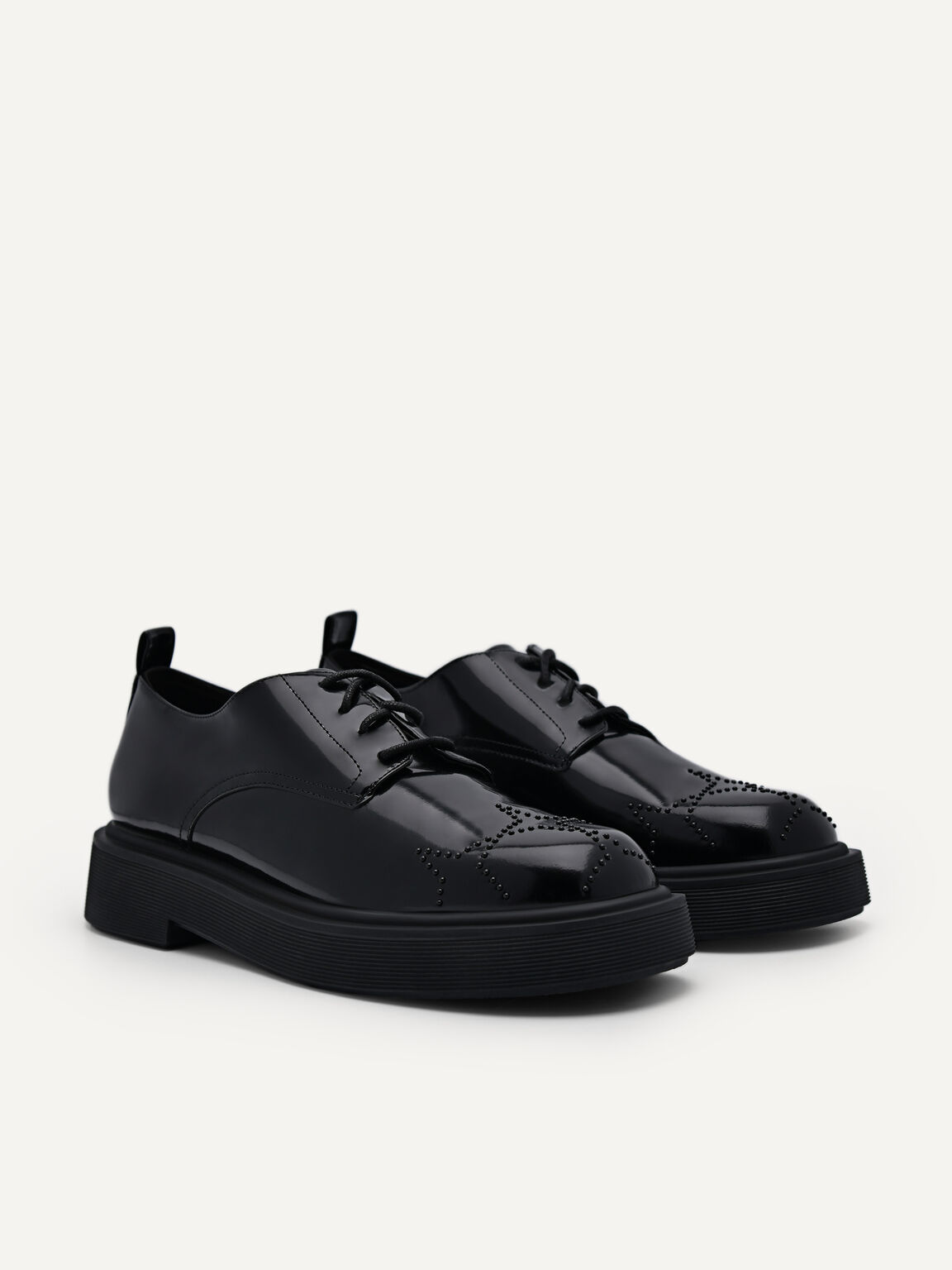 Maisie Leather Derby Shoes, Black