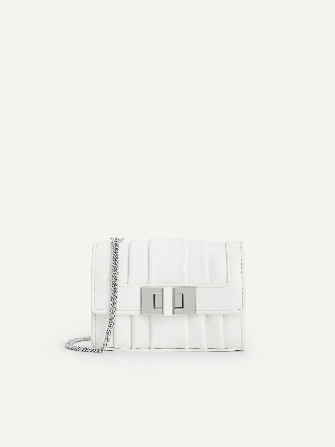 Micro Pleated Shoulder Bag, White