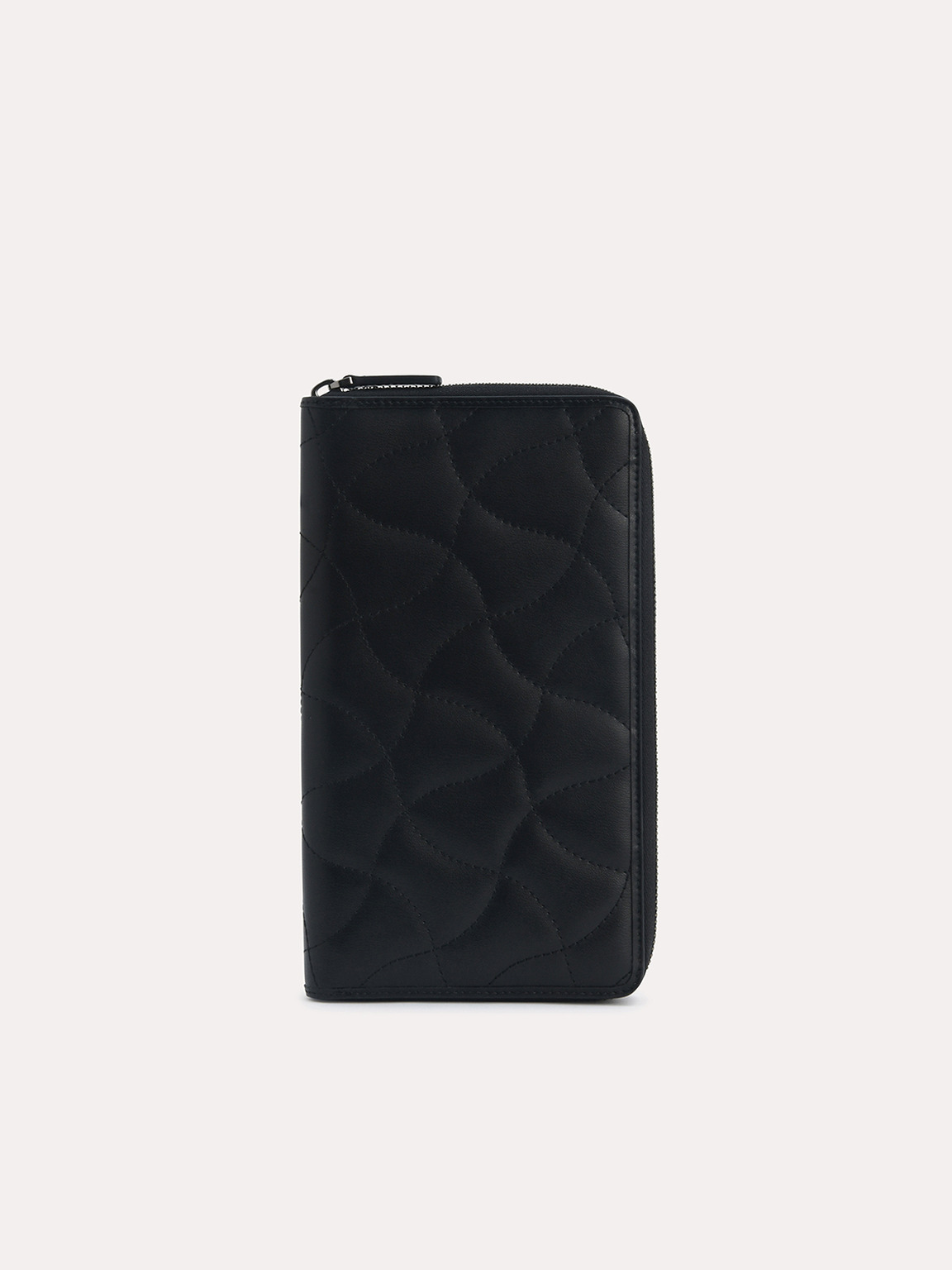 Quilted Leather Travel Organiser, Black