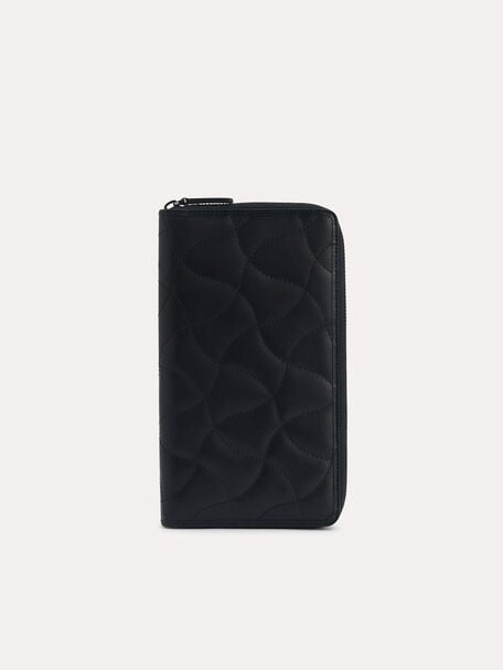 Quilted Leather Travel Organiser, Black