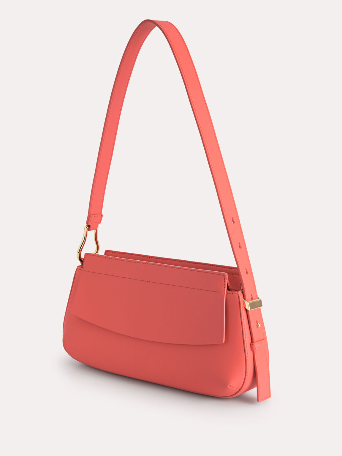 Baguette Shoulder Bag, Coral Pink