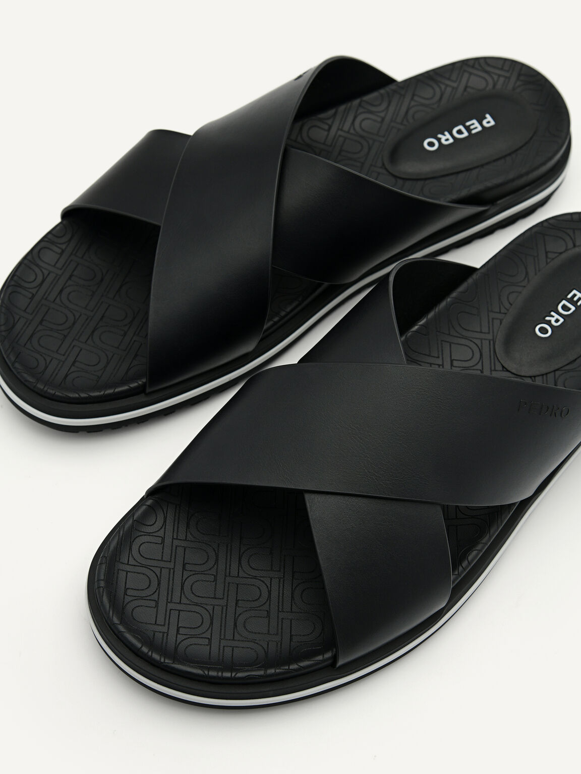 PEDRO Icon Cross Strap Sandals, Black