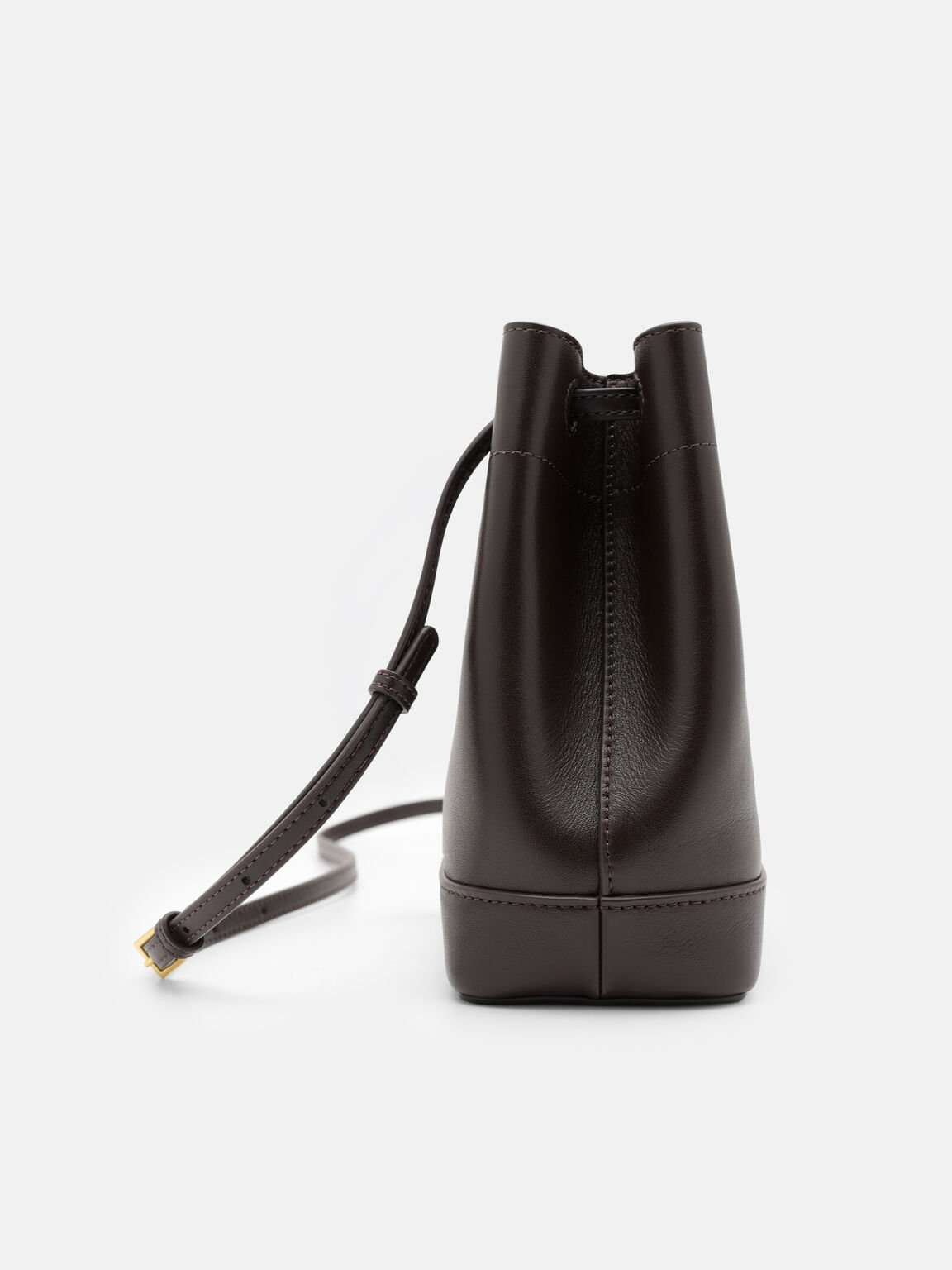 Loli Leather Bucket Bag, Dark Brown