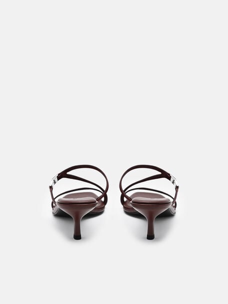 Jatte Leather Heel Sandals, Mahogany