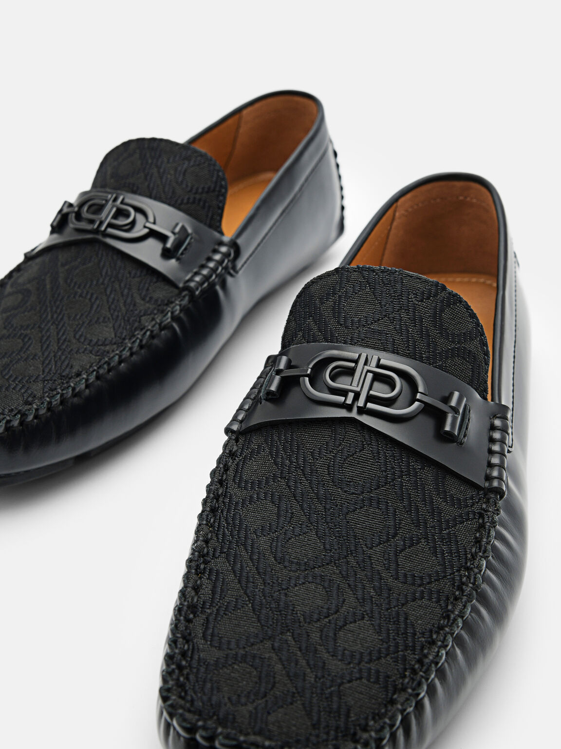 PEDRO標誌皮革莫卡辛鞋, 黑色