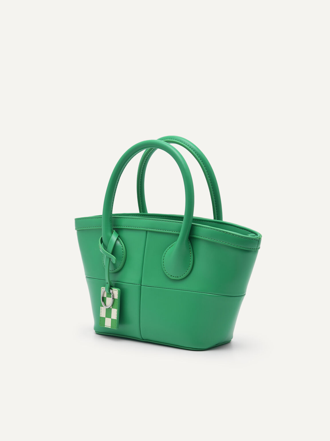 Panelled Top Handle Bag, Green