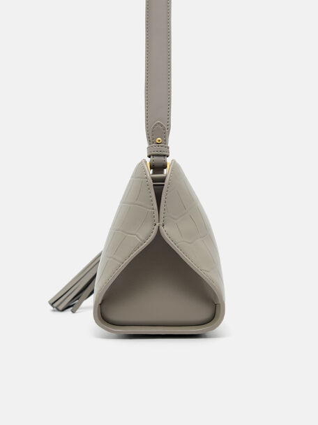 Tassel Shoulder Bag, Taupe