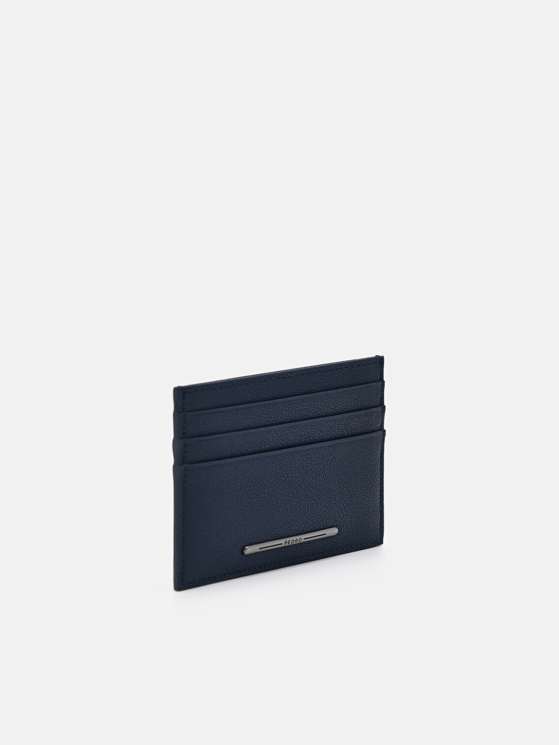 Embossed Leather Card Holder, Navy