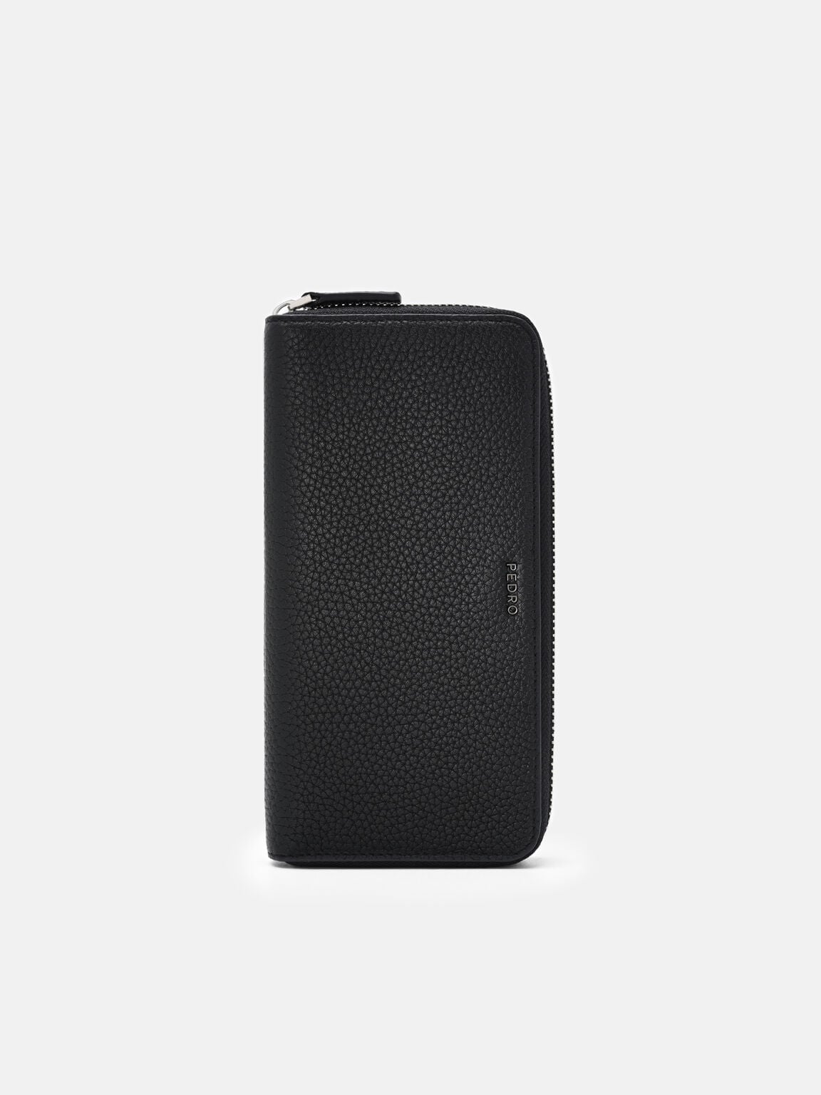 Tumbled Leather Long Wallet, Black Tumble