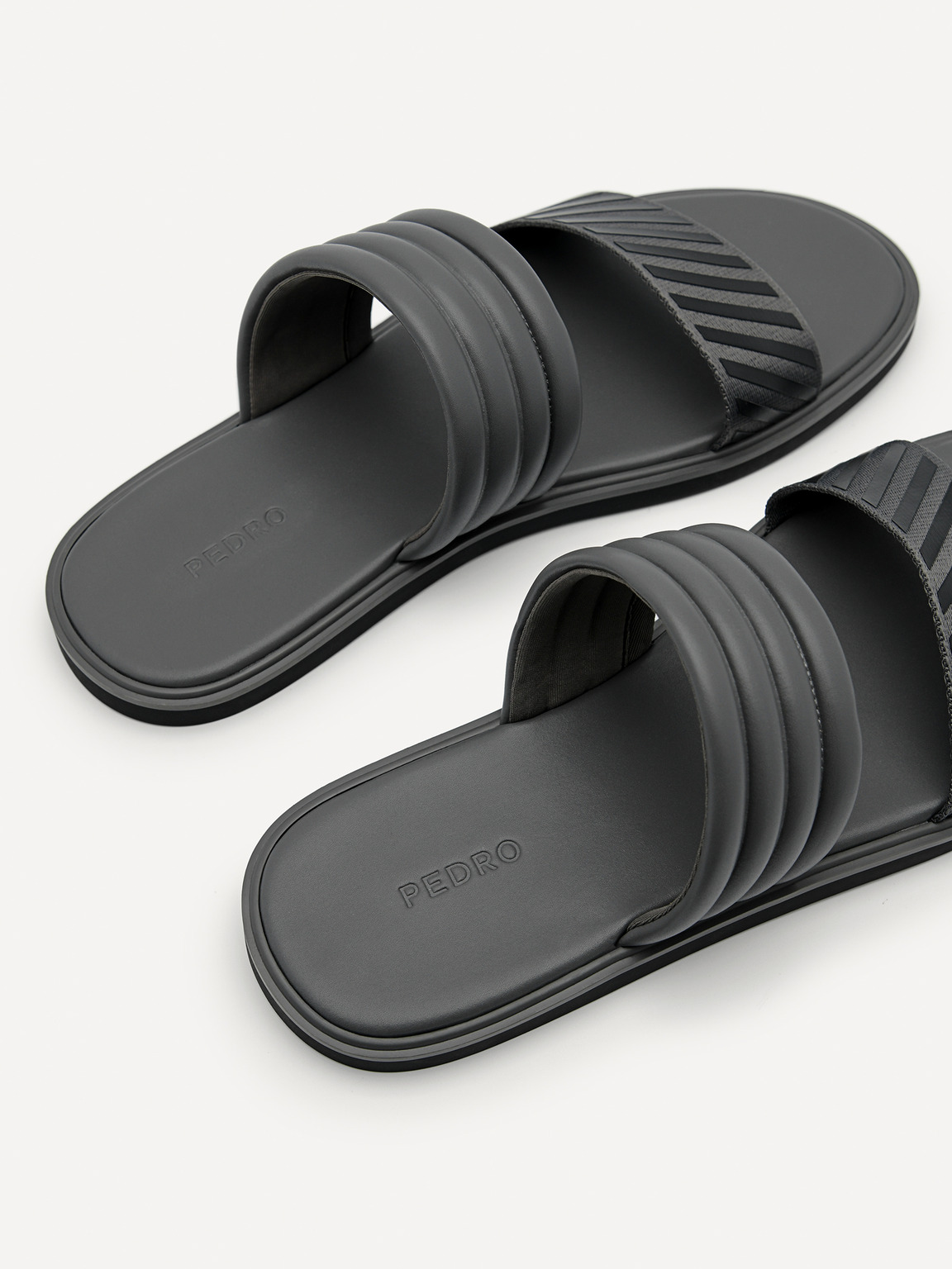 Band Slide Sandals, Dark Grey