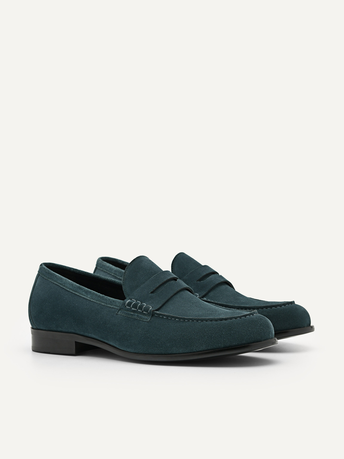 Leather Penny Loafers, Teal