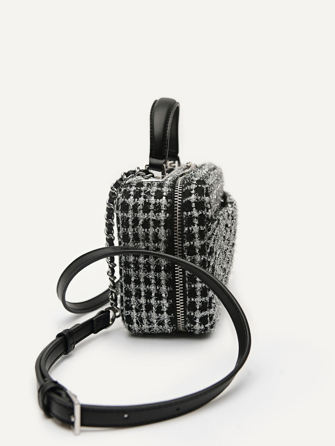 Lyra Ruched Shoulder Bag, Black
