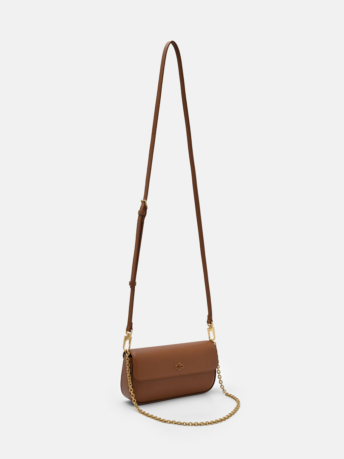 Chainlink Leather Sling Pouch, Cognac