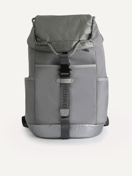 Utilitarian Drawstring Backpack, Grey