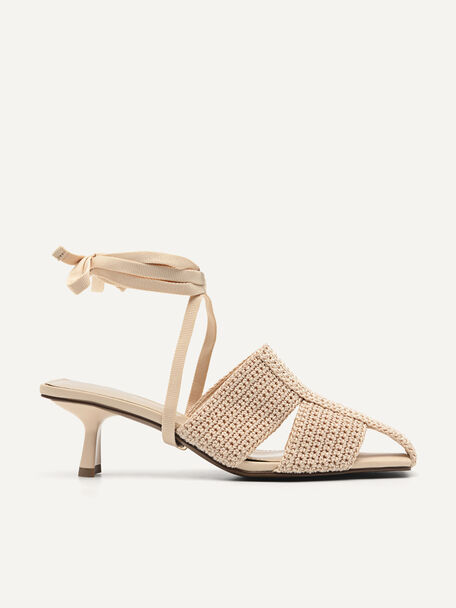 Juno Knitted Mule With Detachable Strap, Nude