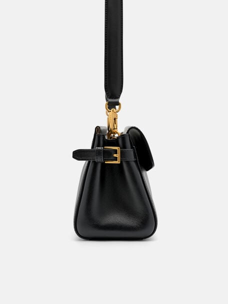 Emory Leather Shoulder Bag, Black