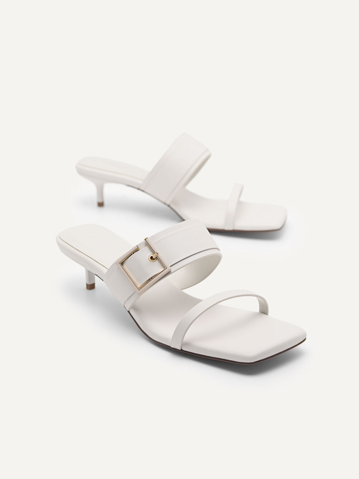 Double Strap Heeled Sandals, Chalk