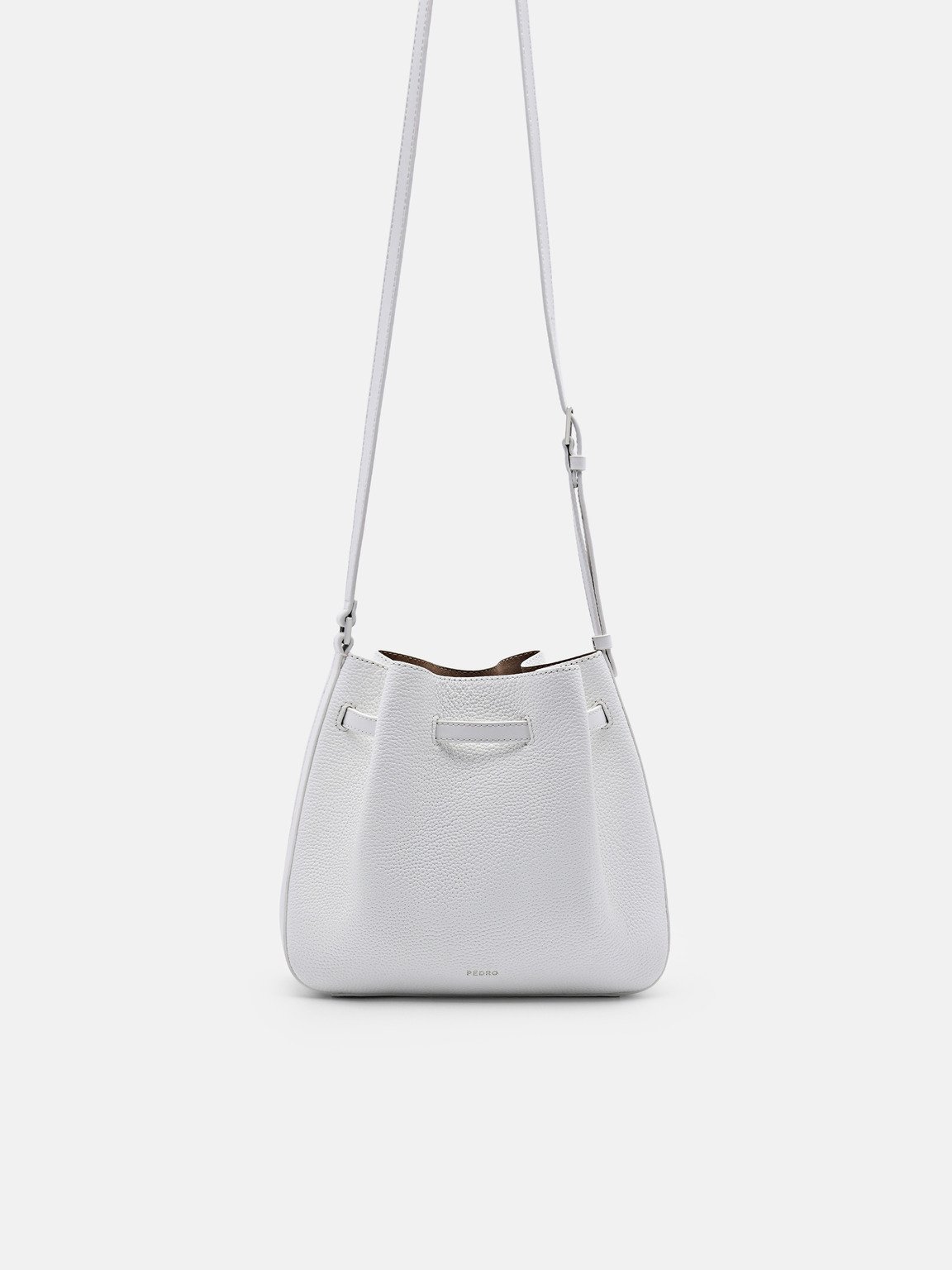 Helix Leather Bucket Bag, White
