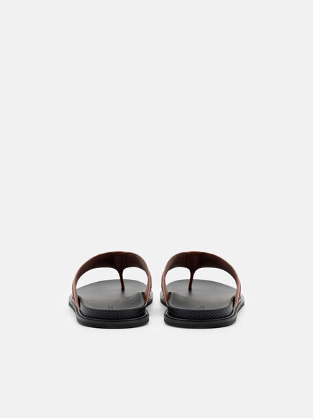 Woven Thong Sandals, Cognac Embossed