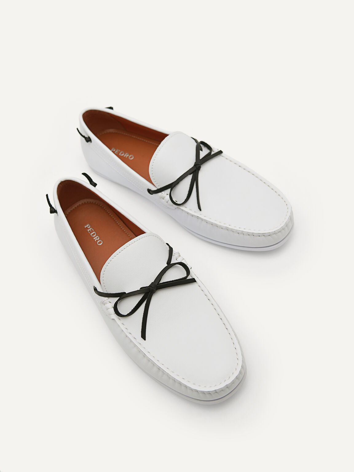 Leather Loafers with Laces, White