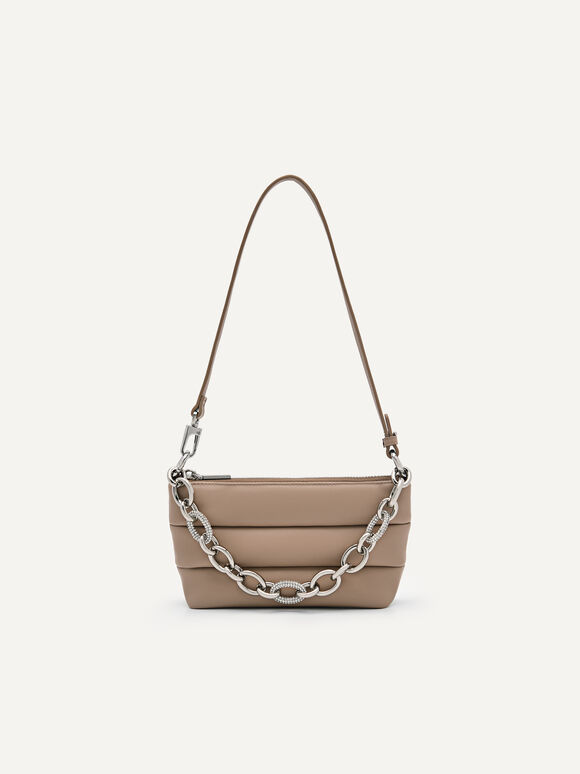 Chain Link Textured Pouch, Taupe