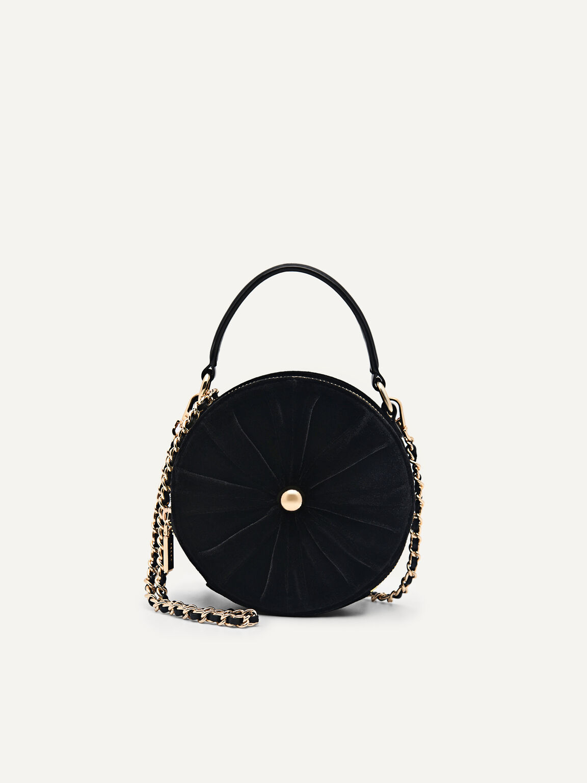 Lyra Round Shoulder Bag, Black