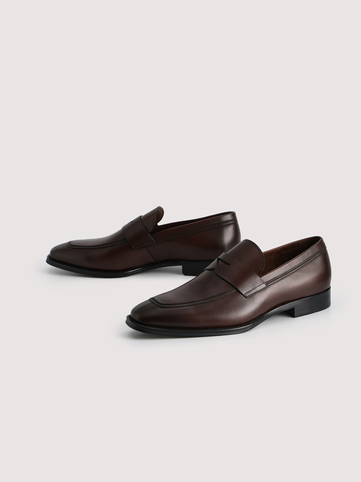 Leather Penny Loafers, Dark Brown