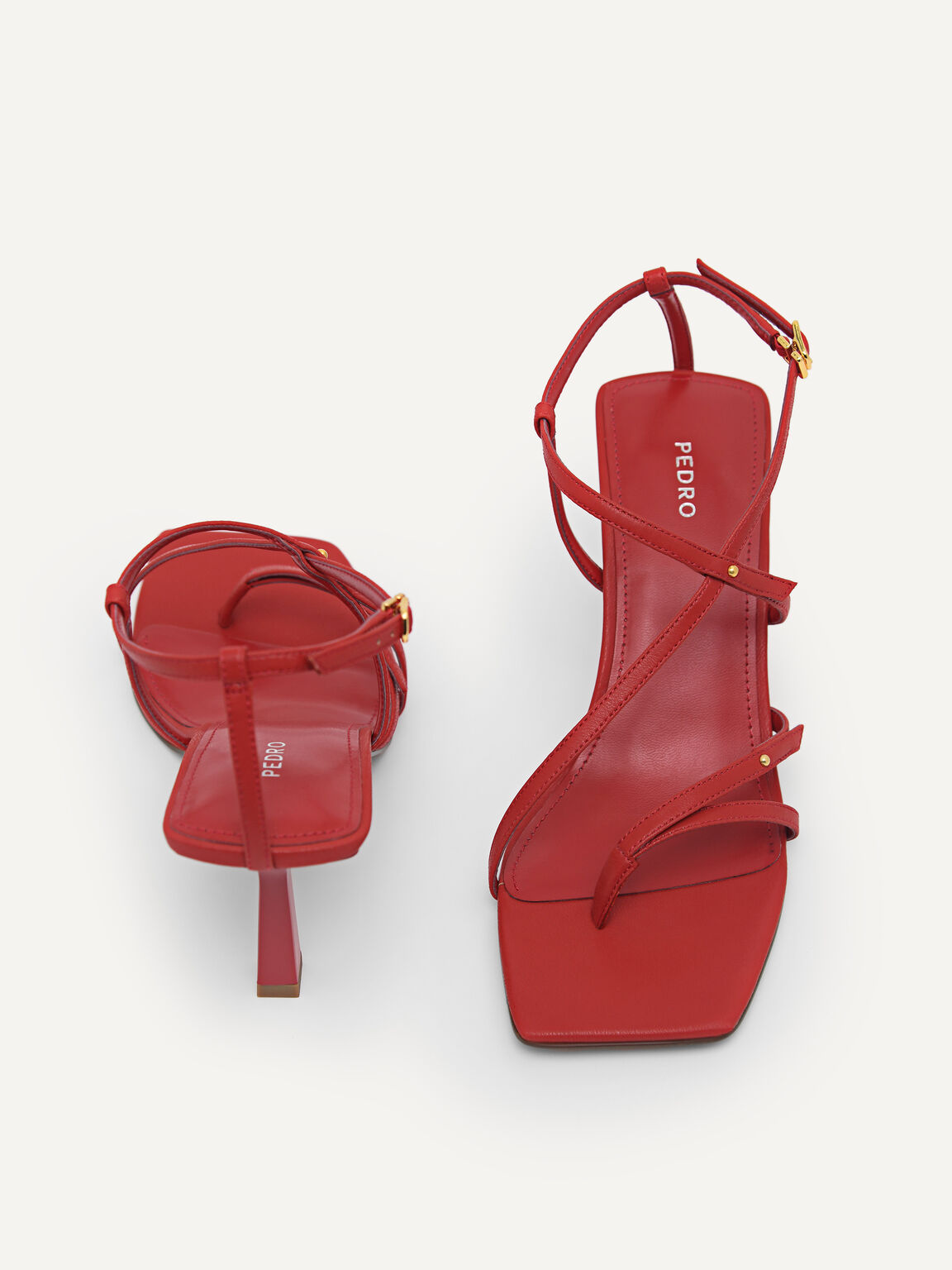 Strappy Heeled Sandals, Red
