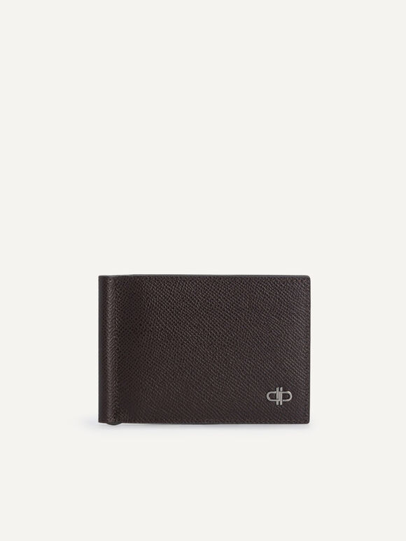 PEDRO Icon Textured Leather Bi-Fold Wallet with Money Clip, Dark Brown