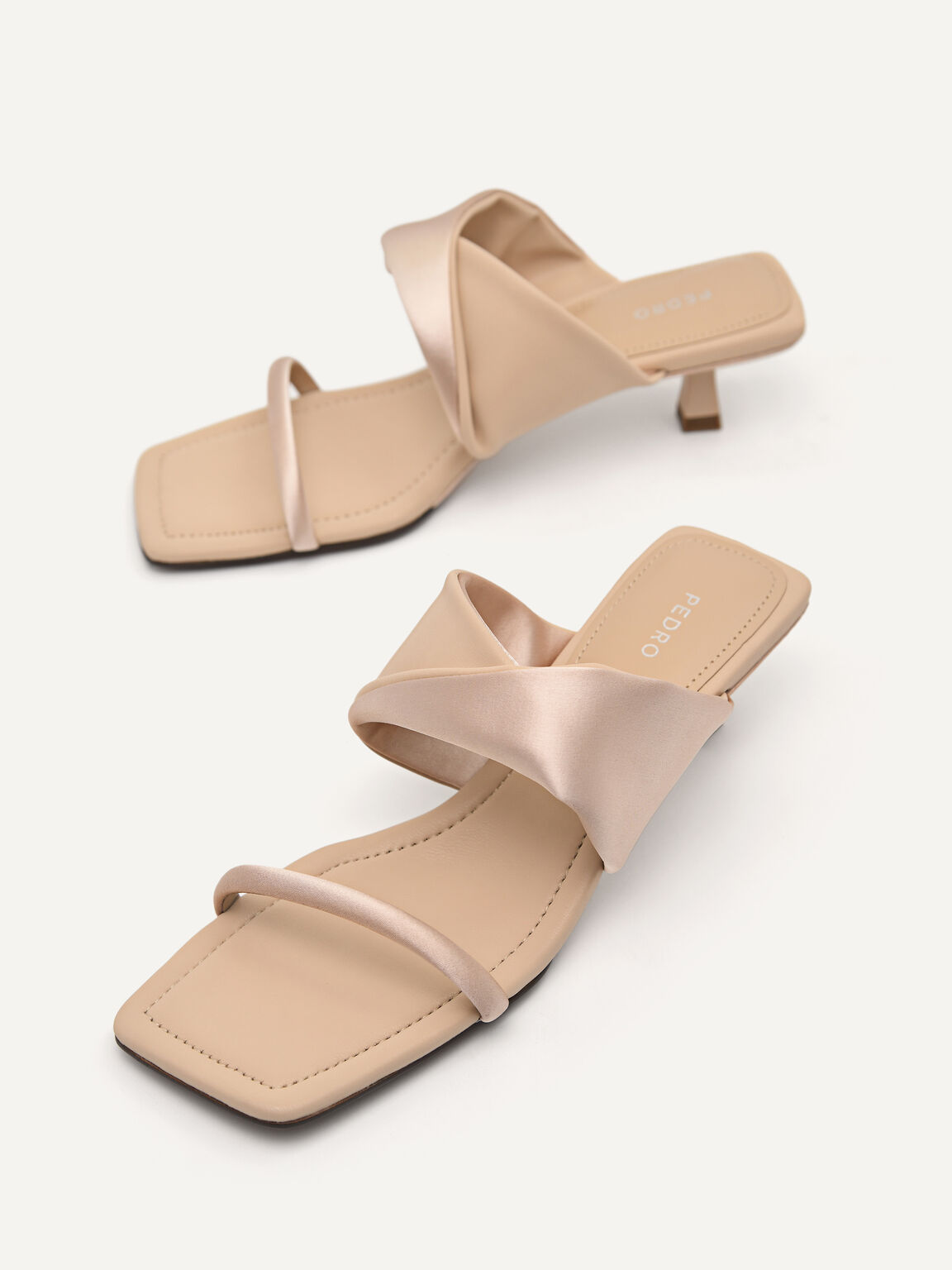 Heel Sandals with Twisted Strap, Sand