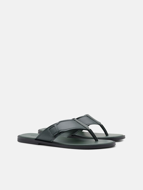Buckle Thong Sandals, Dark Green