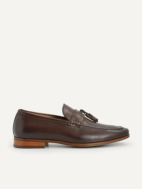 Leather Tasselled Loafers, Dark Brown