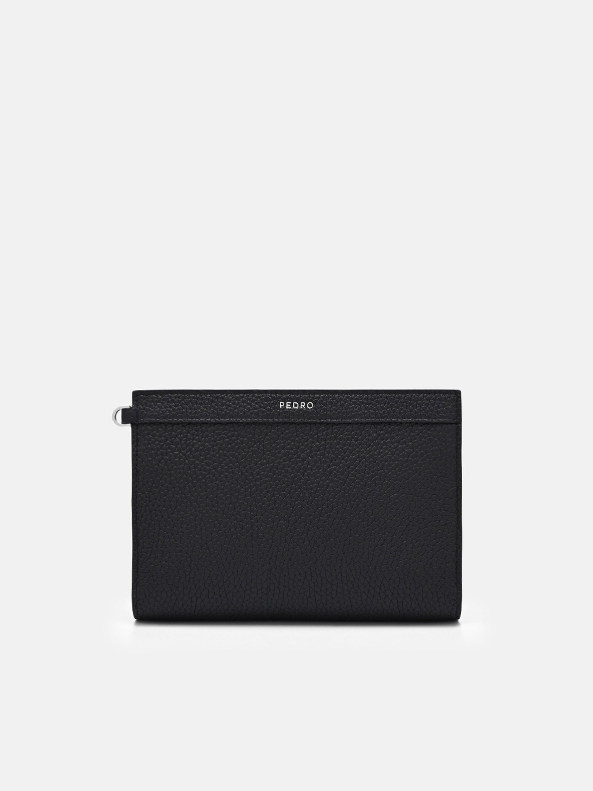 Black Leather Zipped Pouch - PEDRO International