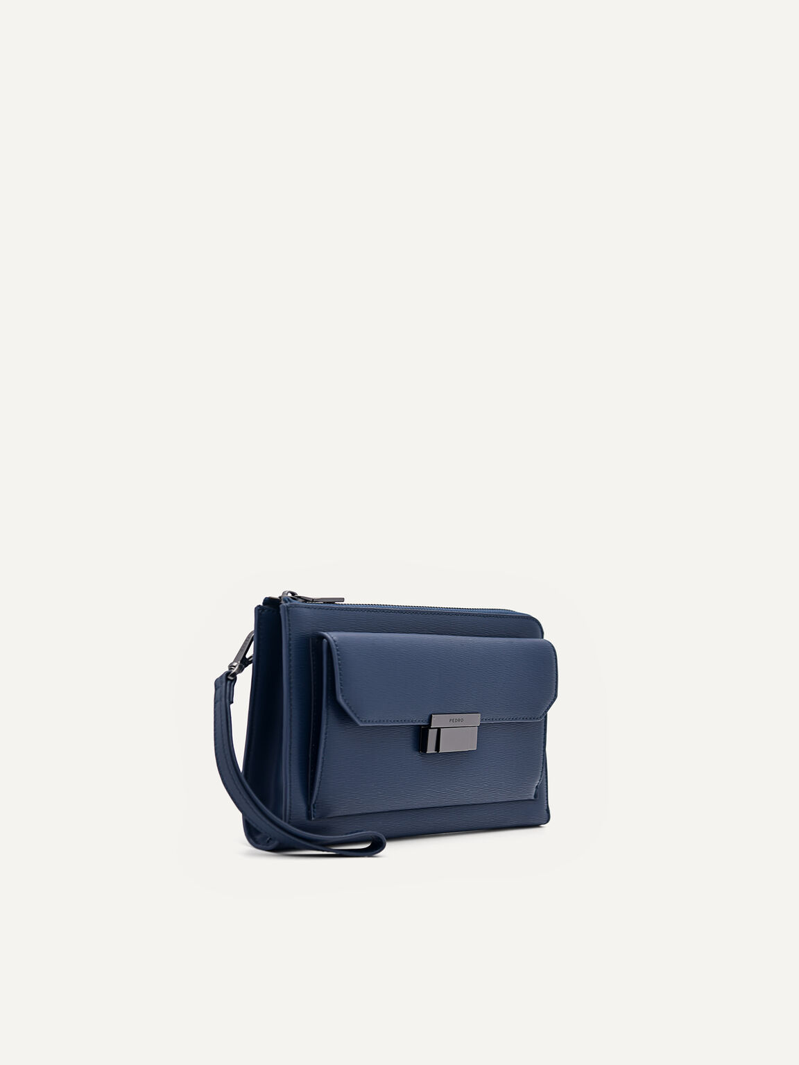 Henry Small Leather Clutch Bag, Navy