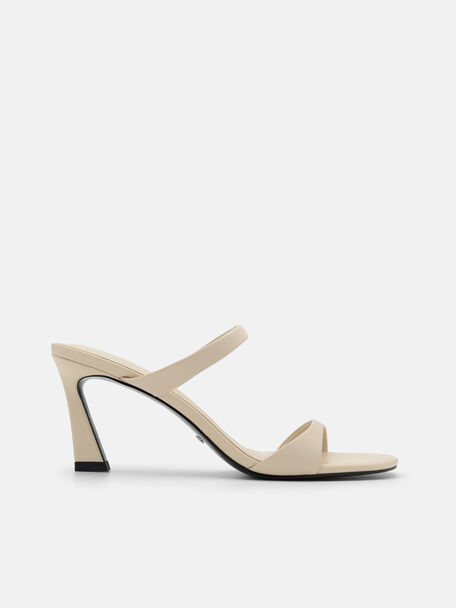 Abbey Leather Heel Sandals, Beige