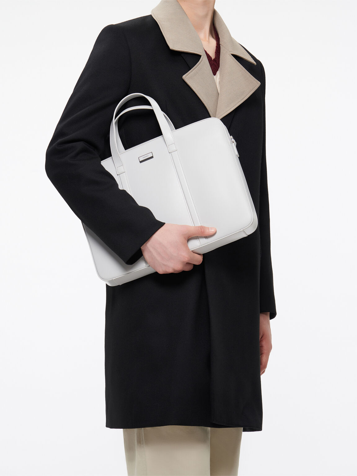 Light Grey Allen Leather Portfolio Bag - PEDRO US
