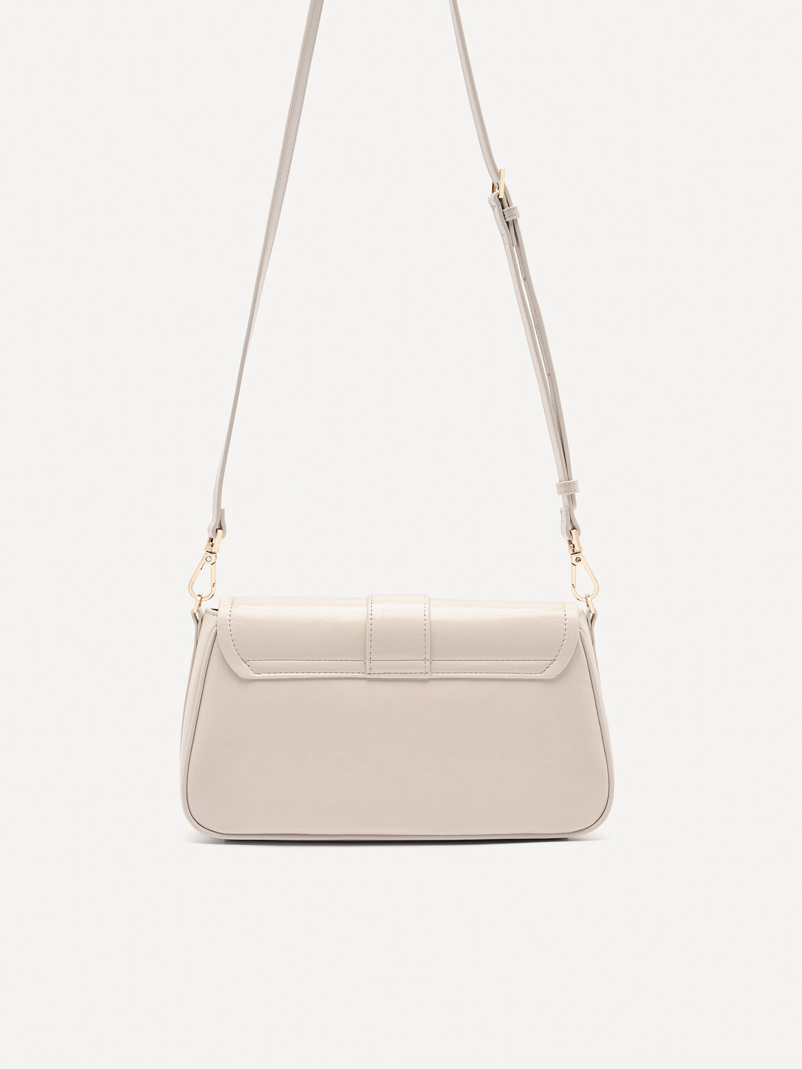 Buckle Shoulder Bag with Chain Detail, Chalk
