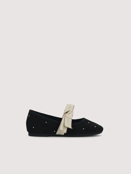 Ballerina Flats with Pearl Detailing, Black