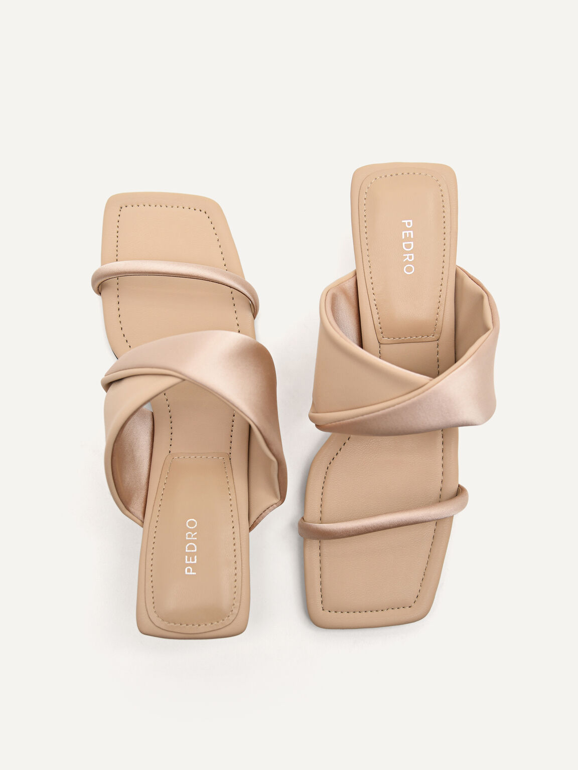 Heeled Sandals with Twisted Strap, Sand
