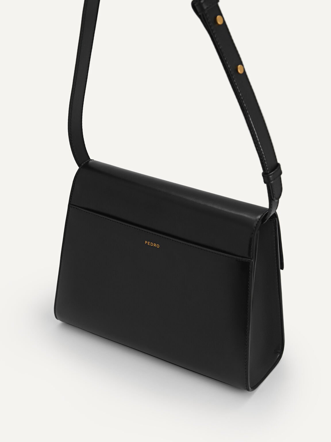 Leather Top Handle Bag, Black, hi-res