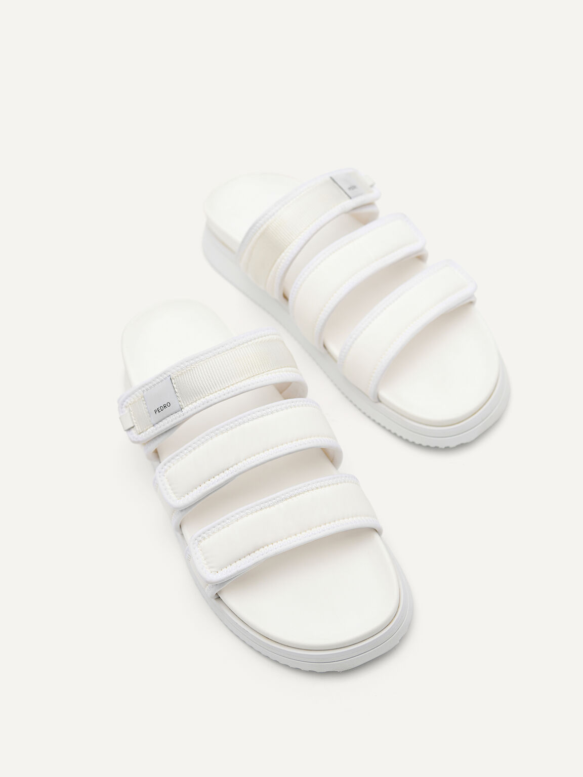 Backless Nylon Banded Sports Sandals, White