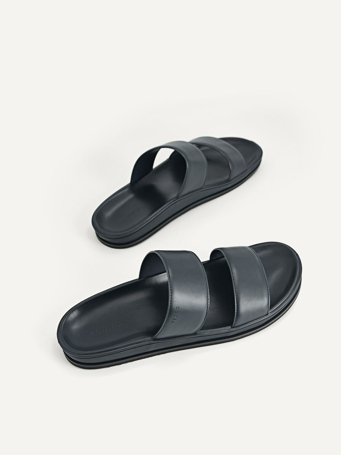 Monochrome Double Strap Sandals, Navy